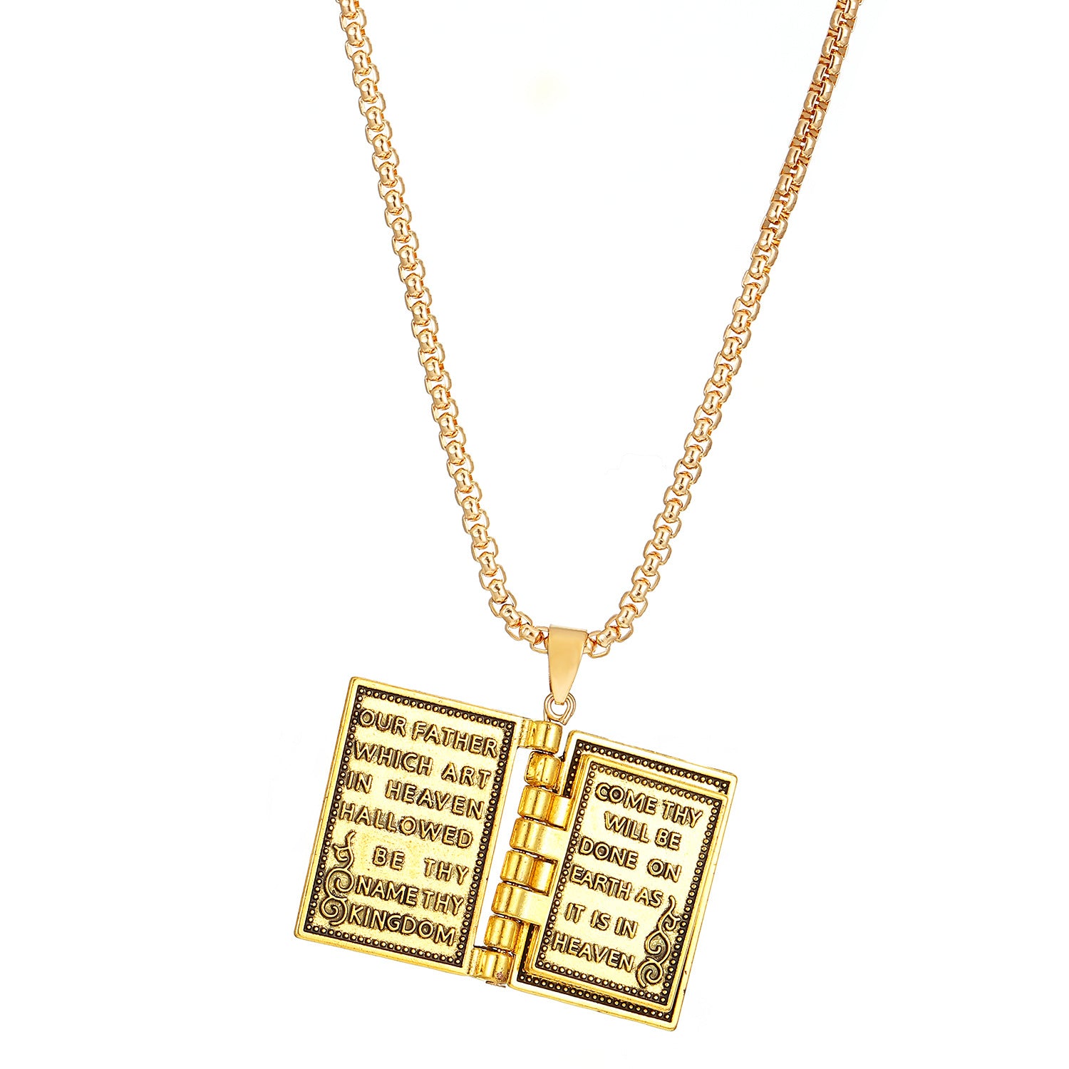 Wholesale Gothic style flip-page Bible book cross necklace